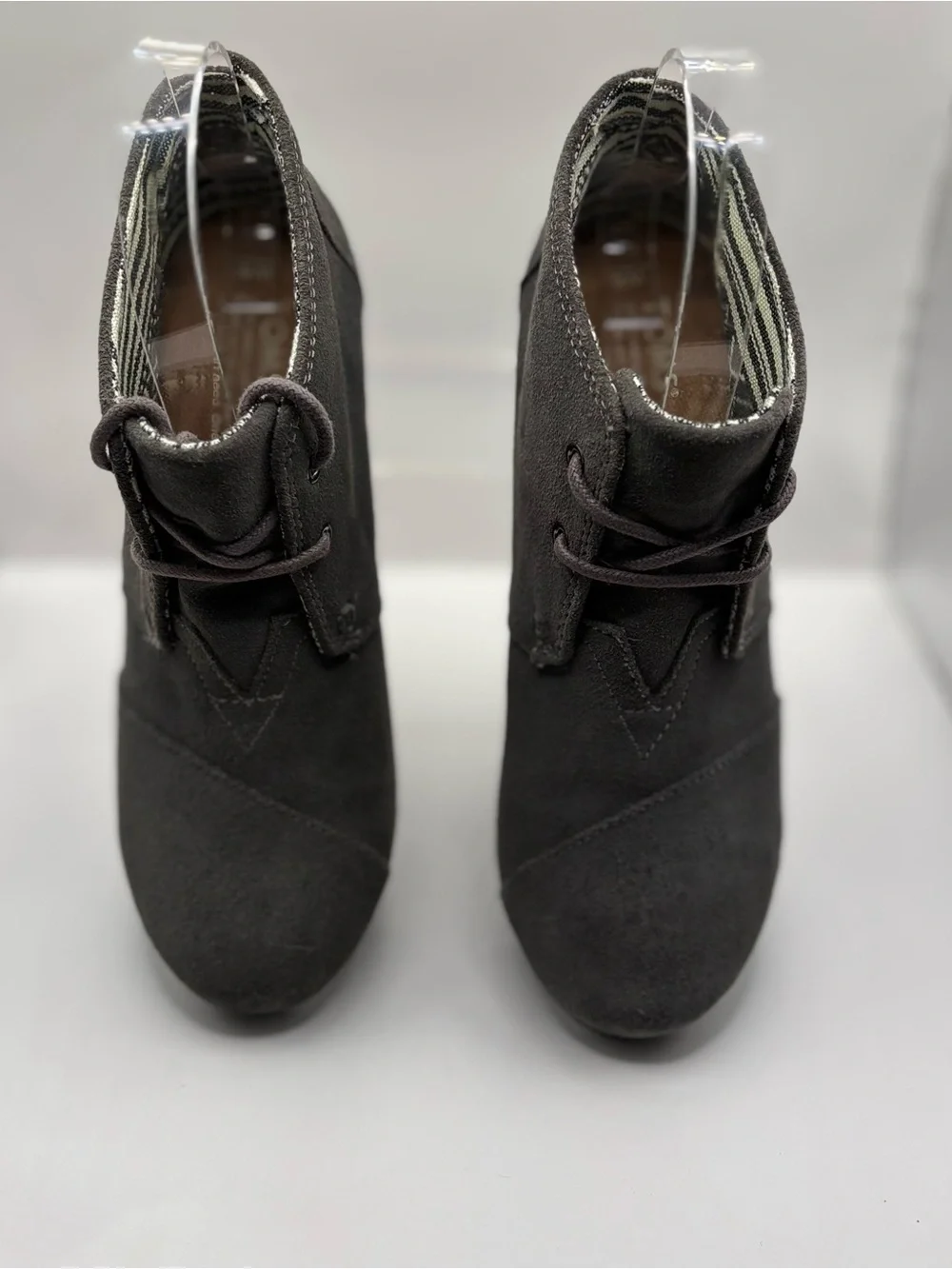 Toms Gray Suede Wedge Ankle Bootie